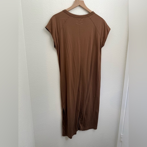 Everlane The Luxe Cotton Side Slit Tee Dress Brown Medium - Picture 4 of 8